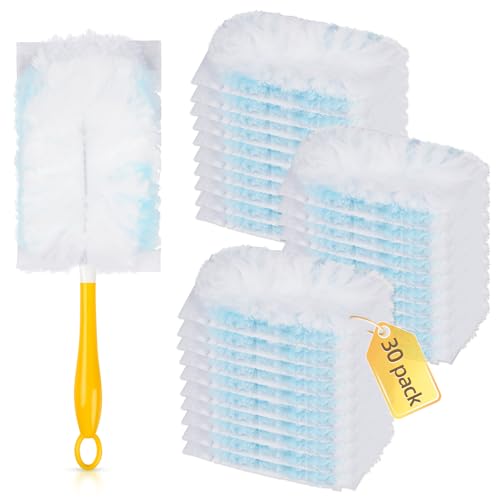 30 Count Duster Refills Compatible with Dusters 180° Handle Dusters, 180° Heavy Duty Multi-Surface Duster Replacement with 1 Standard Handle, Unscented