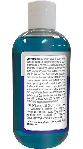 Goo Gone Skin Adhesive Remover - Safe and Pain Free Removal for Sticky Residue From Continuous Glucose Monitors, KT Tape, Medical Tape, Heart Rate Monitors, Insulin Pumps, 8 oz.