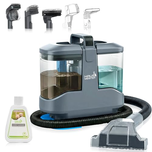 Hausmeister Hydroflex Pro Portable Carpet Cleaner and Pet Stain Remover, Upholstery Spot Cleaner Machine for Couch, Car Interior, Deep Cleaning Vacuum (Machine + 1 Solution & multi attachments)