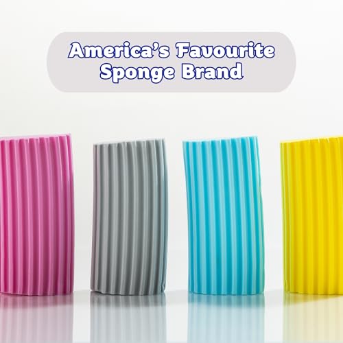 Scrub Daddy Damp Duster, Multipurpose Dusters for Cleaning - Wooden & Venetian Blind Cleaner Tool, Ridged Wet Dust Sponge for Skirting Board, Radiator, Blinds & Mirrors, Home Cleaning Products, Pink