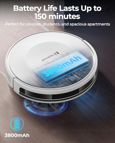 Redroad Robot Vacuums,10KPa Robotic Vacuum Cleaner with Mapping,Lidar Navigation&Obstacle Avoidance,150mins Robot Vacuum with App/Alexa/Remote,Tangle-Free Pet Hair,Self-Charging (White)