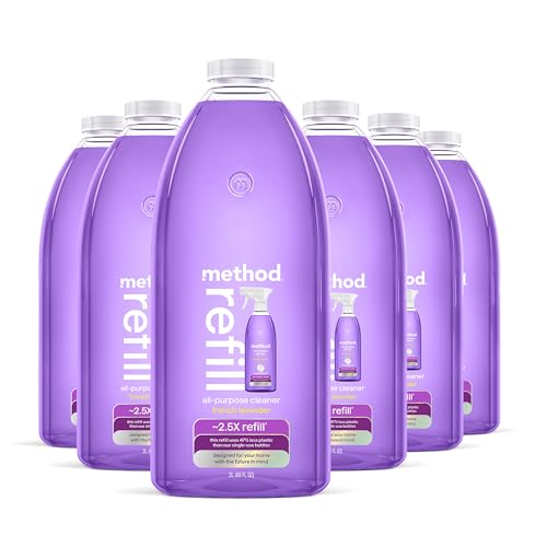 Method All-Purpose Cleaner Refill, French Lavender - Cuts Grease & Grime on Counters, Glass, Sealed Wood & Floors, for Kitchen & Bathroom, 68 fl oz, 6 pack