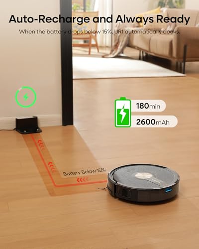 uninell Robot Vacuum and Mop Combo: 5000Pa Strong Suction for Pet Hair on Hard Floor & Carpet, 180 Mins Long Runtime, Self-Charging, Works with Alexa for Effortless Schedule Clean