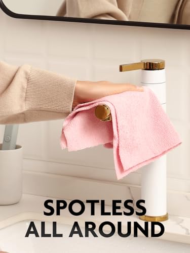 Fantasticlean Microfiber Cleaning Cloth Roll -75 Pack, Tear Away Microfiber Towels, 12" x 12", Reusable, Washable, Scratch Free, Ultra Absorbent Dishcloth for All-Around Cleaning Supplies (Pink)