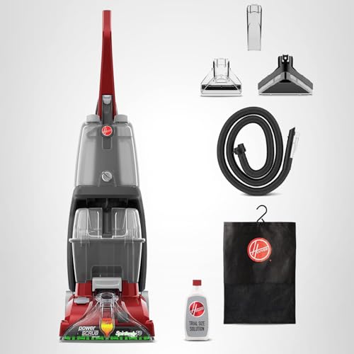 Hoover PowerScrub Deluxe Carpet Cleaner Machine, Deep Cleaning Carpet Shampooer Machine, SpinScrub Brushes, HeatForce Drying, Pet & Upholstery Tools, Pair with Hoover Carpet Cleaner Solution