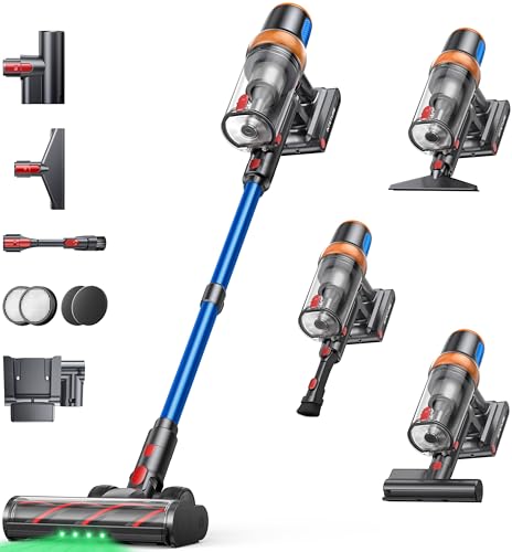 Cordless Vacuum Cleaner, 650W 55KPA 70Mins Vacuum Cleaners for Home, Upgraded Stick Vacuum with Mattress Cleaning Tool, Wall Mount Charging, Auto Mode, Self-Standing Vacuum for Pet Hair/Floors/Carpets