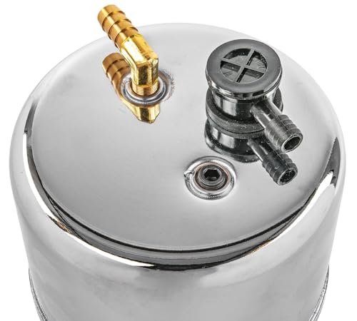 JEGS Steel Vacuum Reserve Canister, 5x7in, Chrome-Plated, Includes Grommet, Check Valve, Fittings & Port Plug
