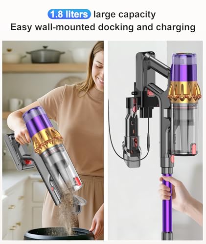 LIBINO Cordless Vacuum Cleaner, 650W 55KPA 70Mins Anti-Tangle Wireless Vacuum,Rechargeable Vacuum with Green Light,Powerful Stick Vacuum for Home Carpet/Hardwood Floors,Purple