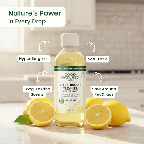 Good Natured Brand All-Purpose Cleaner Concentrate | 8oz makes 128oz | Lemon Essential Oil | 16X Concentrated Natural Multi-Surface Cleaner