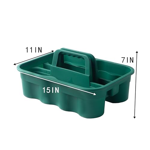 Matthew Large Plastic Tote Tool & Deluxe Supply Cleaning Caddy with Handle Portable Shower Basket Storage Caddy for Cleaning Products Organizer,Take-Out Coffee/Soft Drink,Bath Multi Use - Green