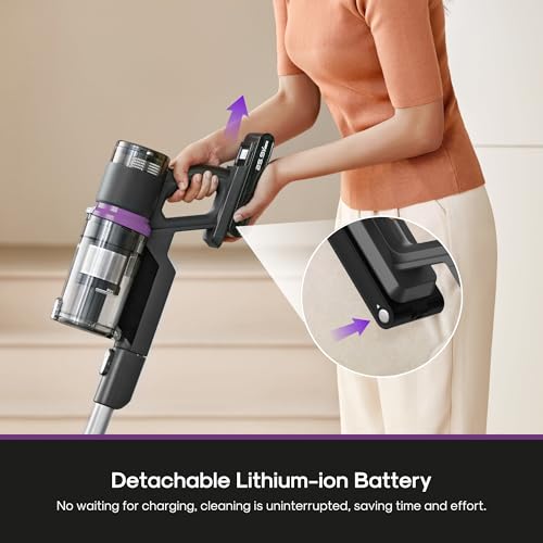 Eureka Cordless Vacuum - 20.3kPa Powerful Suction, Detachable Battery, Up to 50-Min, 5.5 lbs Lightweight, 5-Stage HEPA Filtration for allergies, Ideal for Pet Hair & Hardwood & Carpet, ReactiClean 410