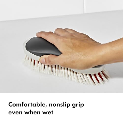 OXO Good Grips Grout Brush & Heavy Duty Scrub Brush Combo Set; Tough, Durable bristles Cut Through Grime and soap scum; Ideal for tubs, Tile Walls, countertops and Floors