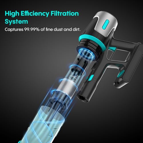 Bagotte Cordless Vacuum Cleaner,65KPa 65Mins Stick Vacuum with Self-Standing,Anti-Tangle Touch Screen LED Display, Detachable Battery Pack, Rechargeable Vacuum for Floor/Carpet/Pet Hair