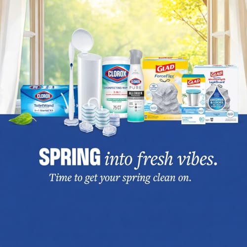 Clorox ToiletWand Disposable Toilet Cleaning System, Kills 99.9% of Germs and Viruses, Wand, Caddy and 6 Refill Heads