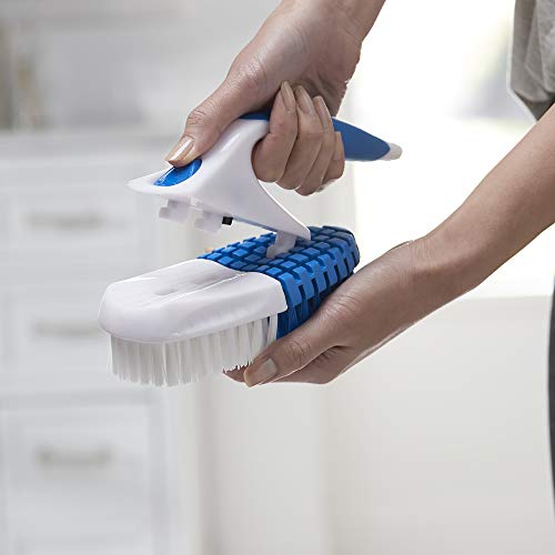 Clorox Multipurpose Flex Scrub Handheld Cleaning Brush with Removable Handle, Blue/White