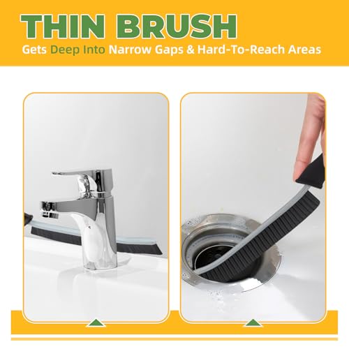 KMOSENIA Cleaning Brush - 3 Pcs Hard Bristle Crevice Cleaning Brush, Grout Brush, Scrub Brush Cleaning Supplies, Gap Cleaning Tools for Bathroom Kitchen Toilet Window Track (3, Black)