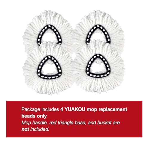 4-Pack Mop Replacement Heads for Ocedar Mop Replace Head EasyWrin Spin Mop Heads Replacements, Easy Cleaning Mop Head Replacement