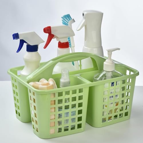 Boxonly Portable Shower Caddy Basket,Convenient Cleaning Supplies Organizer with Compartments and Handle,Ideal for Bathroom, Bedroom, Kitchen, College Dorm,Garden,etc.green-2 Pcs
