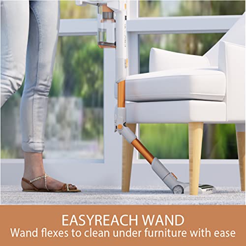 Kenmore DS4030 21.6V Cordless Stick Vacuum with EasyReach Wand, Lightweight Cleaner with 2-Speed Power Control, LED Headlight, Converts to Handheld for Hardwood Floors, Carpet & Pet Hair, Orange