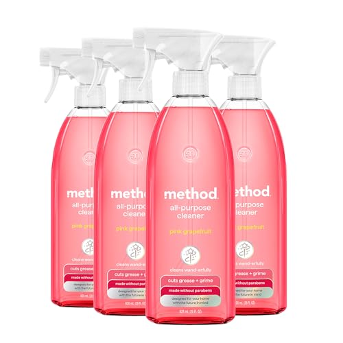 method All-Purpose Cleaner Spray, Pink Grapefruit - Cuts Grease & Grime on Counters, Glass, Sealed Wood & Floors, for Kitchen & Bathroom, 28 fl oz, 4 pack