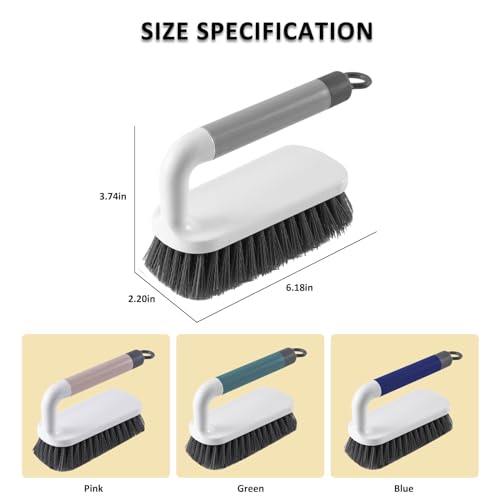 Scrub Brush, Scrubbing Cleaning Brushes, Heavy Duty Cleaning Brushes with Handle, for Shower, Bathroom, Carpet, Kitchen and Bathtub Scrubber, 2 Pack (Grey)