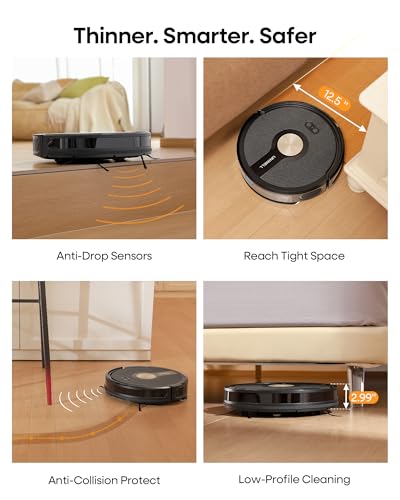 uninell Robot Vacuum and Mop Combo: 5000Pa Strong Suction for Pet Hair on Hard Floor & Carpet, 180 Mins Long Runtime, Self-Charging, Works with Alexa for Effortless Schedule Clean