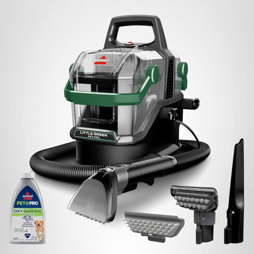 BISSELL Little Green Pet Pro Portable Carpet and Upholstery Deep Cleaner, Car/Auto Detailer with Self-Cleaning Tough Stain, Pet Hair Removal, Crevice Tool (3909)