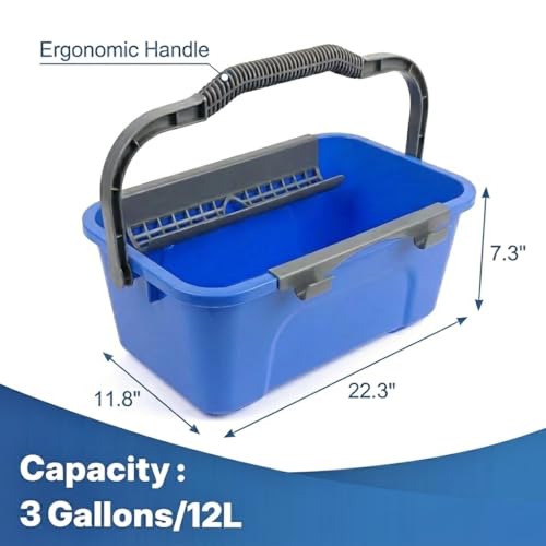 APEXMULI Window Cleaning Kit with 3 Gallon Bucket, 14" Window Squeegee and Scrubber with Long Handle, Professional Window Washing Equipment Cleaner Tool Streak-Free for Home, RV, Commercial Use