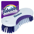Fabuloso Cleaning Brush, Compact Hand Scrub Brush with Easy Grip Rubber Texture for Kitchen, Bathroom, Tile, Baseboards and Floors, Firm Bristles for Indoor Surface Cleaning, White & Purple, 6 Inch