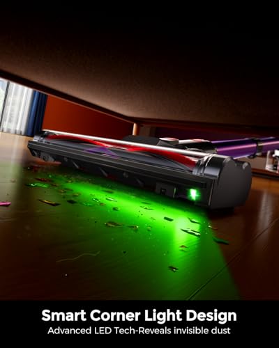 SVHT Cordless Vacuum Cleaner, 500W 45KPA 50Mins Stick Vacuum Cleaners for Home with LED Light, Self-Standing, Anti-Tangle Brush & 1.6L Dust Cup, Lightweight Vacuum for Pet Hair, Carpets, Hard Floors