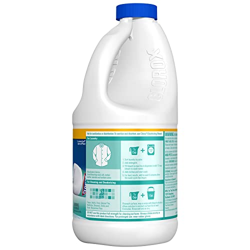 Clorox Splash-Less Bleach, Concentrated Formula, Clean Linen, 40 Ounce Bottle - Pack of 2 (Package May Vary)