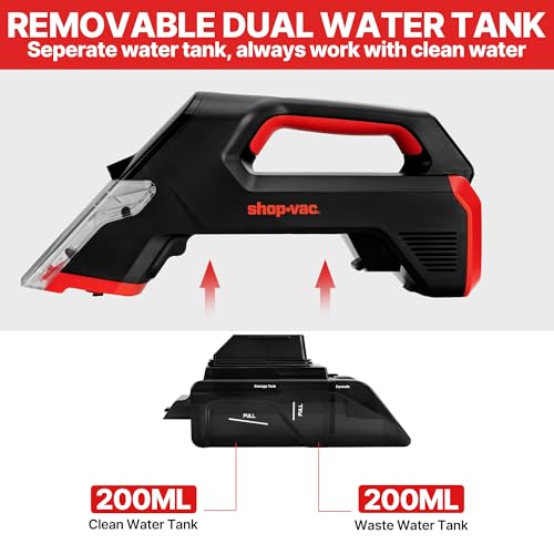 Shop-Vac 3-in-1 Cordless Spot Cleaner, Handheld Upholstery Cleaner with Spray, Rolling Brush and 5.5kPa Suction, 2 Water Tanks, USB-C Rechargeable