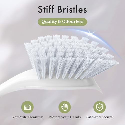 Amazer Dish Brush with Handle, 2 Pack Kitchen Scrub Brushes for Cleaning, Dish Scrubber with Stiff Bristles for Sink, Pots, Pans