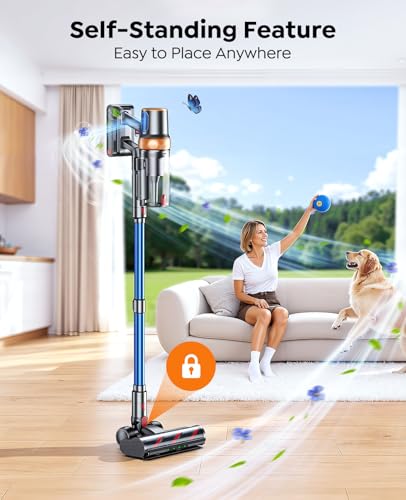 Cordless Vacuum Cleaner, 650W 55KPA 70Mins Vacuum Cleaners for Home, Upgraded Stick Vacuum with Mattress Cleaning Tool, Wall Mount Charging, Auto Mode, Self-Standing Vacuum for Pet Hair/Floors/Carpets