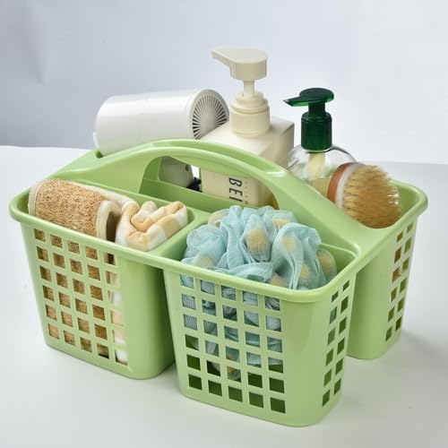 Boxonly Portable Shower Caddy Basket,Convenient Cleaning Supplies Organizer with Compartments and Handle,Ideal for Bathroom, Bedroom, Kitchen, College Dorm,Garden,etc.green-2 Pcs