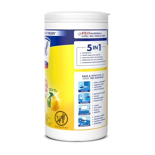 Lysol Disinfectant Wipes, Multi-Surface Antibacterial Cleaning Wipes, for Disinfecting and Cleaning, Lemon and Lime Blossom, 80 Count (Pack of 1)