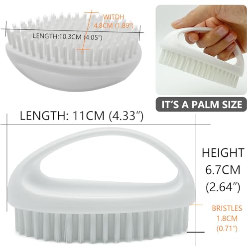 GKETN Scrub Brush for Cleaning Scrubbing Heavy Duty Stiff Nylon Bristles Cleaning Brush Multi-Purpose, White & Small Size