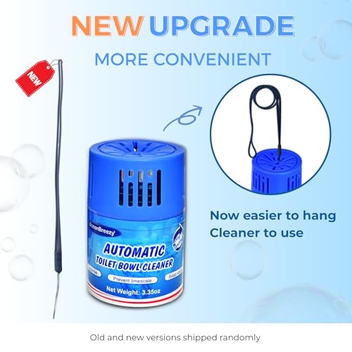 OceanBreezy Automatic Toilet Bowl Cleaner Bottles, 2 Pack In-Tank Toilet Cleaner for Stain Build-Up Prevention, Blue Long-Lasting Toilet Tank Cleaner, Septic Safe, Fresh Scent, Up to 3 Months Each