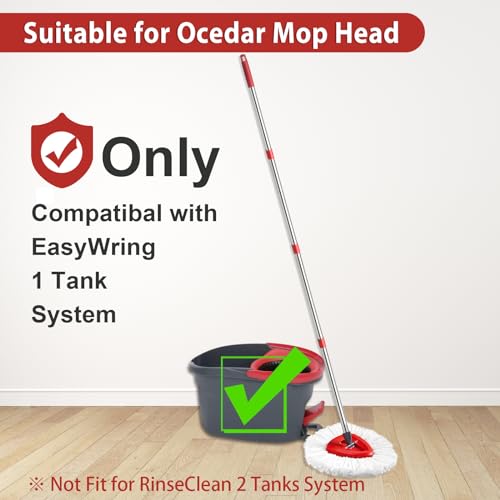 HiBaBy 4-Section Spin Mop Replacement Handle- 2.5-5 Foot Mop Replacement Stick Only Compatible with Ocedar Mop Handle EasyWring (Mops Head & Base Not Included)