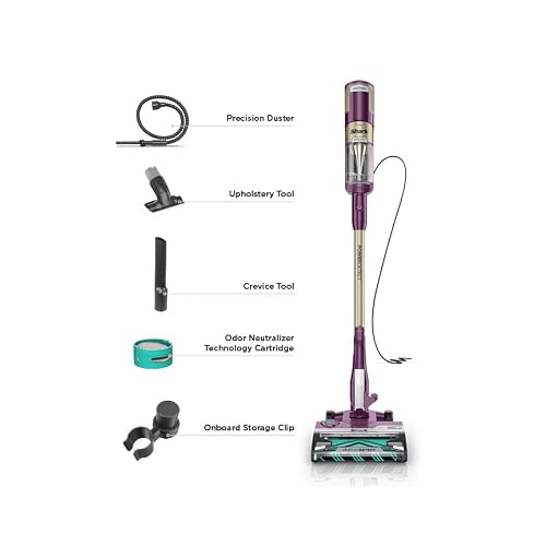 Shark PowerDetect | Corded Stick Vacuum Cleaner for Carpet & Hard Floors | Lightweight Hand Vacuum for Pet Hair with DuoClean | Self-Cleaning Brushroll | HEPA | 3 Attachments | Purple | HZ4001AMZ
