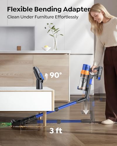 Cordless Vacuum Cleaner, 650W/55KPa/70Mins Stick Vacuum with Bendable Wand, 3.3 ft Hose, Auto Mode, Self-Standing, Aromatherapy, V-Shaped Anti-Tangle Brush for Hard Floor, Carpet & Pet Hair (X13)