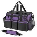 SCAVATA Wearable Cleaning Caddy, Cleaning Caddy Supplies Organizer with Handle & Shoulder Straps for Housekeepers, Under Sink & Car Cleaning Tool Organizers Bag with 4 Foldable Divider (Purple)