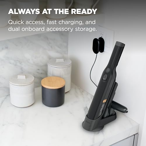 Shark WANDVAC Cordless Hand Vac, Lightweight, Versatile and Portable at 1.4 lbs., Powerful Suction for Pet Hair, Charging Dock, One-Touch Empty for Car & Home, Duster Crevice Tool, Black, WV201BK