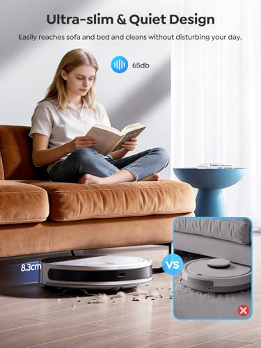 Robot Vacuum and Mop, 3-in-1 Robotic Vacuum Cleaner with Schedule, 5000Pa Suction, LiDAR Navigation & Smart Mapping,150 Mins Max, Ultra-Slim, App/Alexa Control for Pet Hair/Hard Floor/Carpet, D10