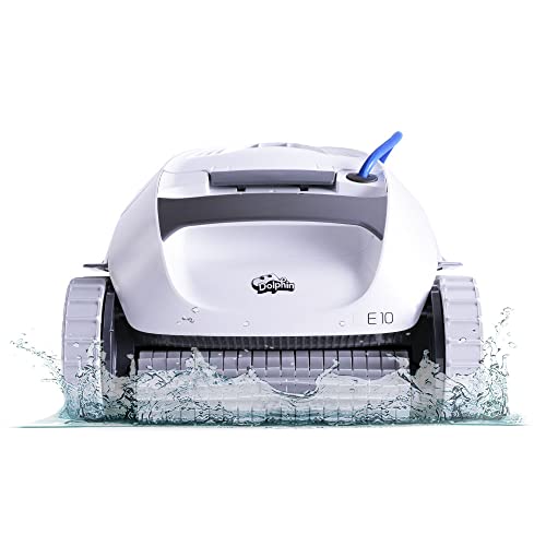 Dolphin E10 Automatic Robotic Pool Vacuum Cleaner, Active Scrubber Brush, Top Load Filters Access