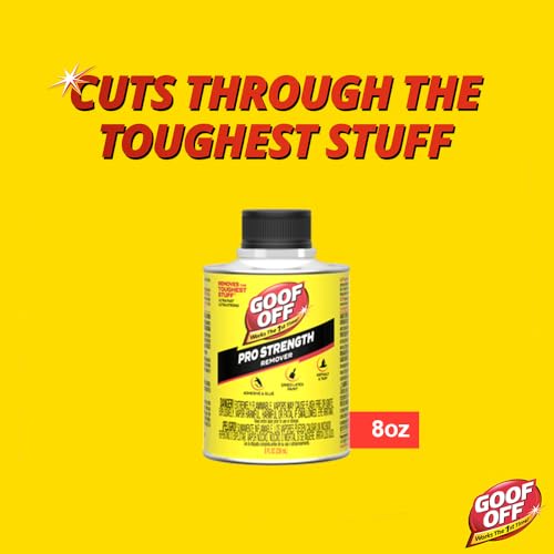 Goof Off Pro Strength Remover, Adhesive & Glue Remover for Dried Latex Paint, Caulk, Stickers, Decals, Tar, Asphalt - Works the 1st Time, 8 fl oz