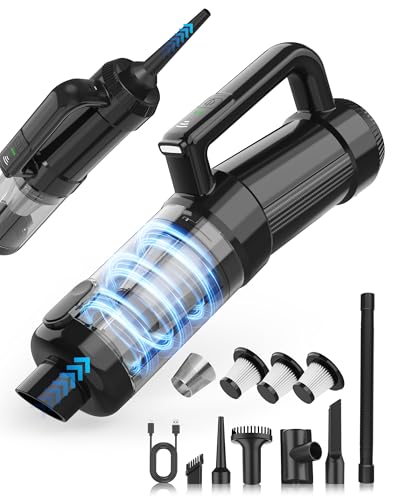 Leucher Handheld Vacuum Cordless, 18000PA Strong Suction Car Vacuum Cleaner Portable with Brushless Motor & LED Light, Hand Vacuum with Multi-Nozzles & Washable Filter for Home Office, Car, Pets