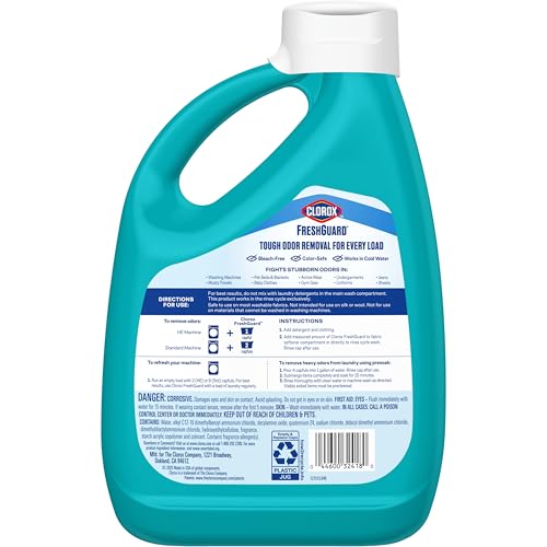 Clorox FreshGuard Laundry Odor Remover, 0% Bleach, Clean Linen, 80 Fl Oz., Pack of 2 (Pack May Vary)