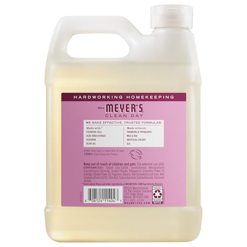 MRS. MEYER'S CLEAN DAY Liquid Hand Soap Refill, Cruelty Free and Biodegradable Hand Wash Made with Essential Oils, Peony Scent, 33 oz