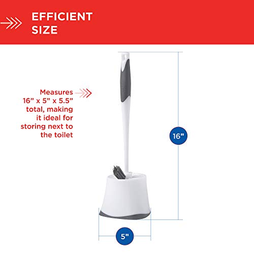 Clorox Corner Toilet Bowl Brush with Under Rim Scrubber, Includes Corner Storage Caddy, White